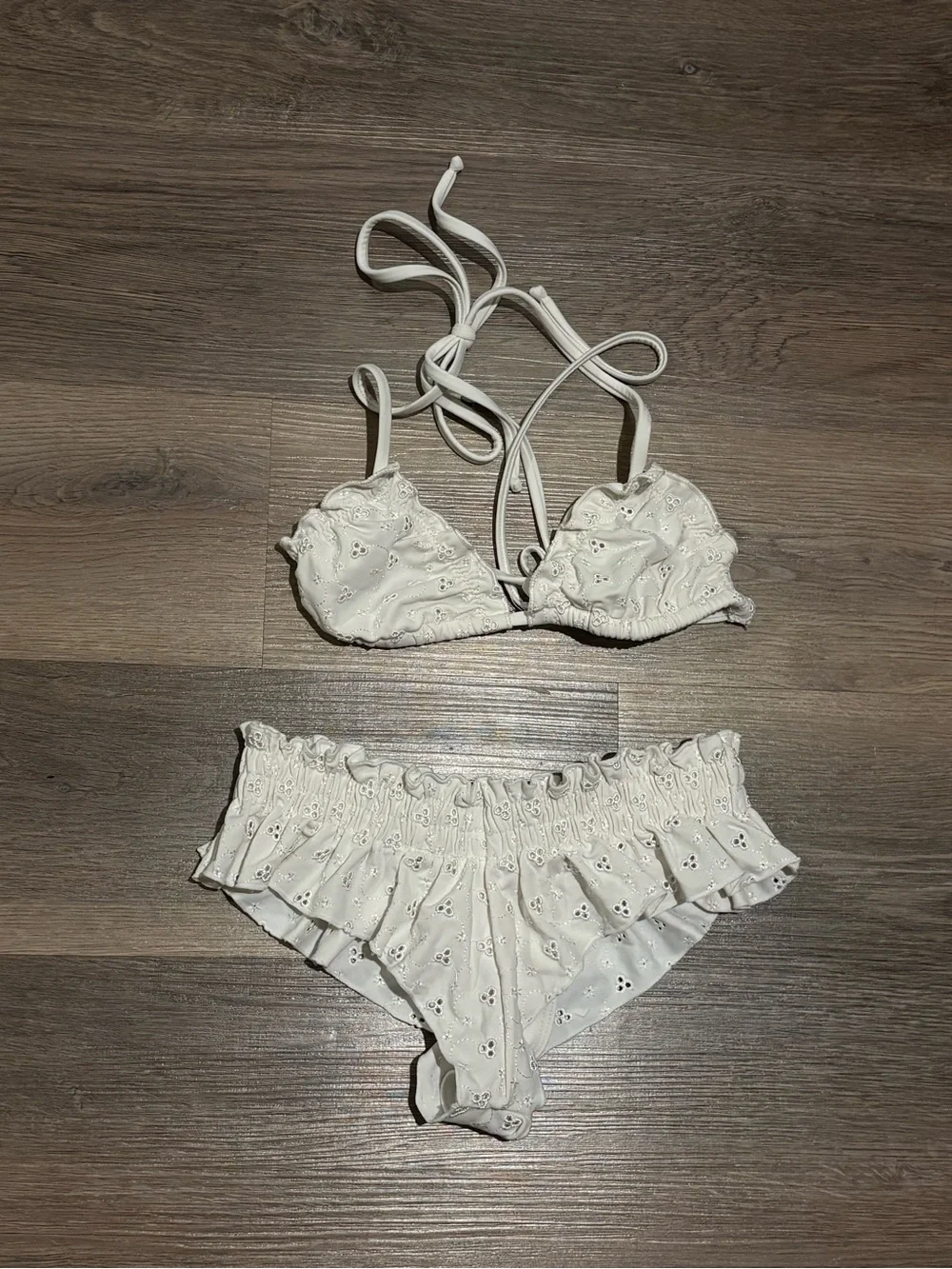 Frankie’s Bikinis x Gigi Hadid White Eyelet Bikini Set